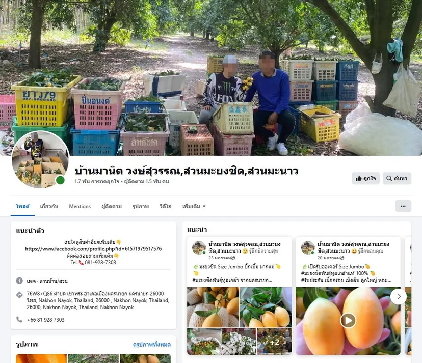 ภาพบันทึกหน้าจอแสดงภาพเพจปลอม