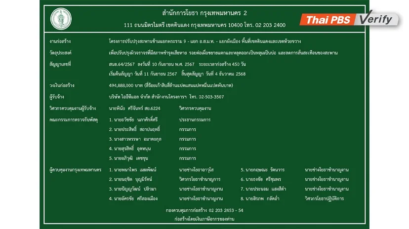 ภาพแสดงโครงการปรับปรุงสะพานข้ามแยกพระราม 9 