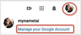 Login เข้าบัญชี Gmail ของเรา แล้วกดที่ภาพหน้าบัญชีของคุณ แล้วเลือก Manage your Google Account