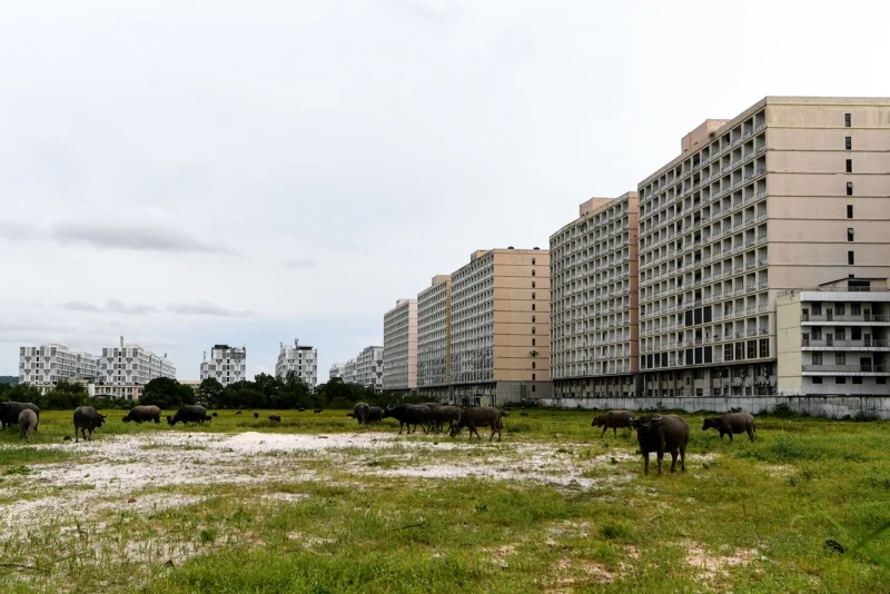 Empty buildings of Chinatown district in Sihanoukville, regarded as one of the world&rsquo;s scam hub cities, pictured in 2022 (Photo: AFP)