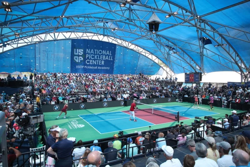 Pickleball กำลังจะได้รับการผลักดันเป็นกีฬาสาธิตในการแข่งขันโอลิมปิกปี ค.ศ. 2028 (Photo by AFP)