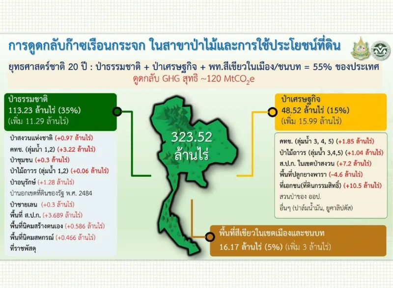 ยุทธศาสตร์ชาติ 20 ปี กำหนดให้มีพื้นที่สีเขียว 55% ของประเทศ