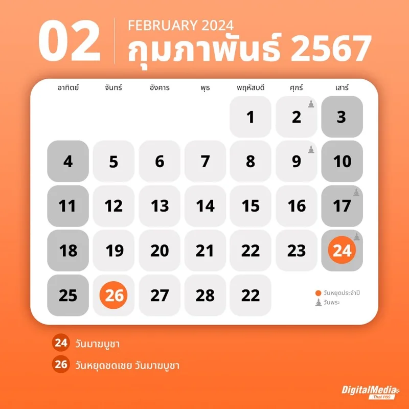 ปฏิทินกุมภาพันธ์