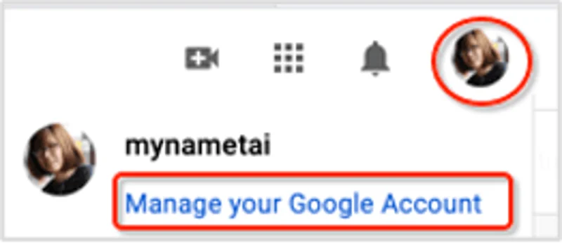 Login เข้าบัญชี Gmail ของเรา แล้วกดที่ภาพหน้าบัญชีของคุณ แล้วเลือก Manage your Google Account