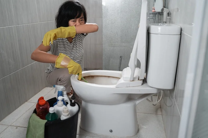 ผู้หญิงขัดส้วม